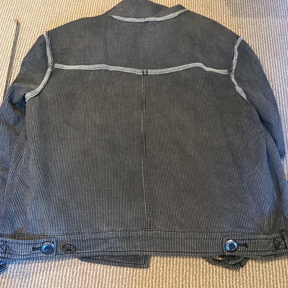 EUC FREE PEOPLE railroad knit pin stripe black grey jacket size S/M - Picture 13 of 16